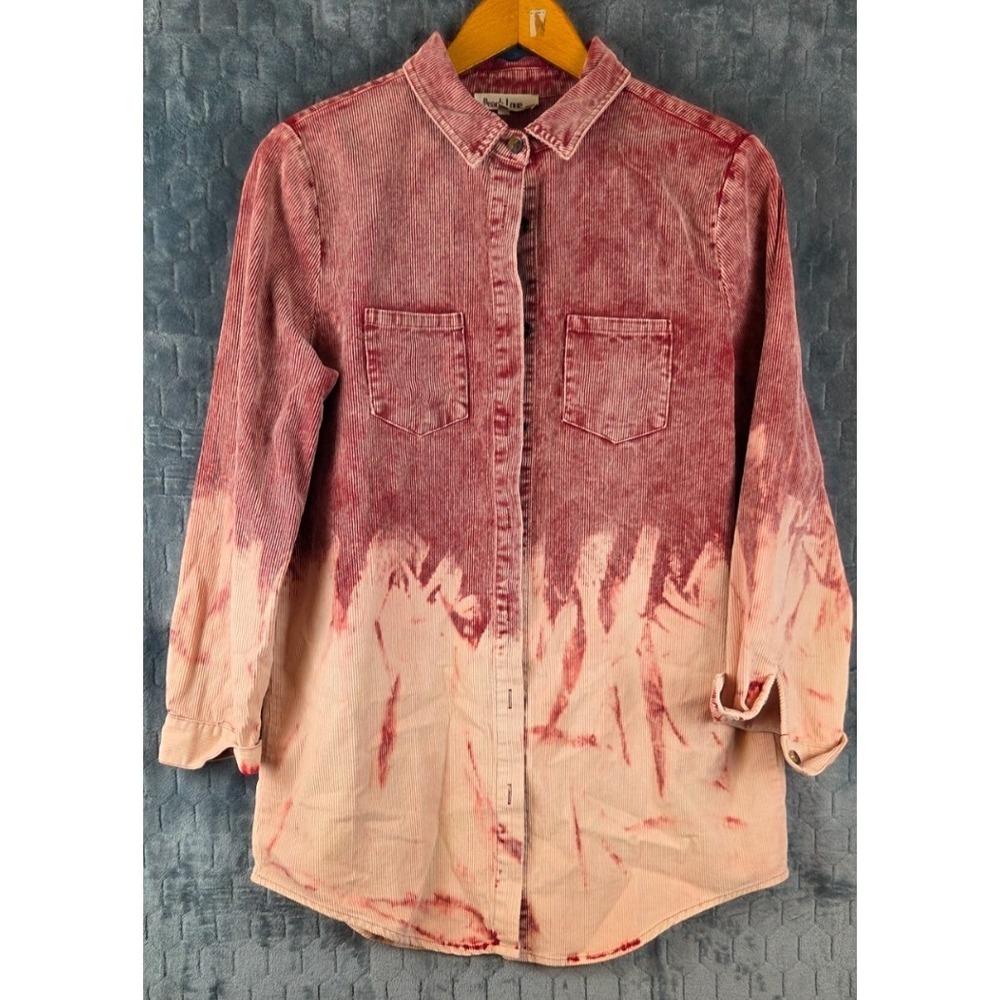 Peach Love California Shacket Corduroy Pink  Ombré Tie Dye Long‎ Size Large